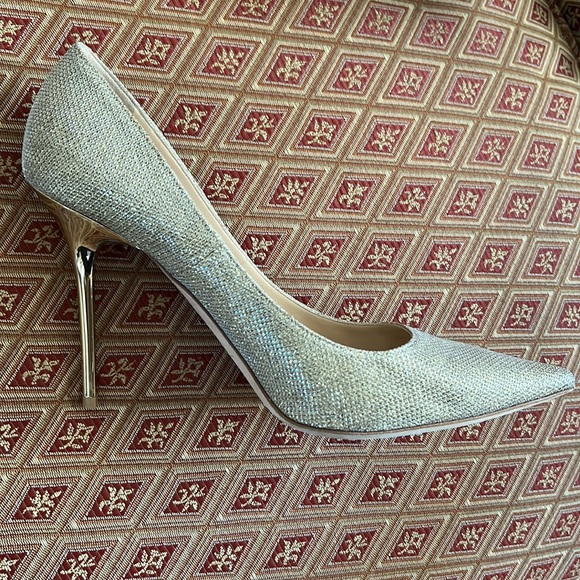 Jimmy Choo champagne glitter stilettos, sz 39,5 - Picture 9 of 10